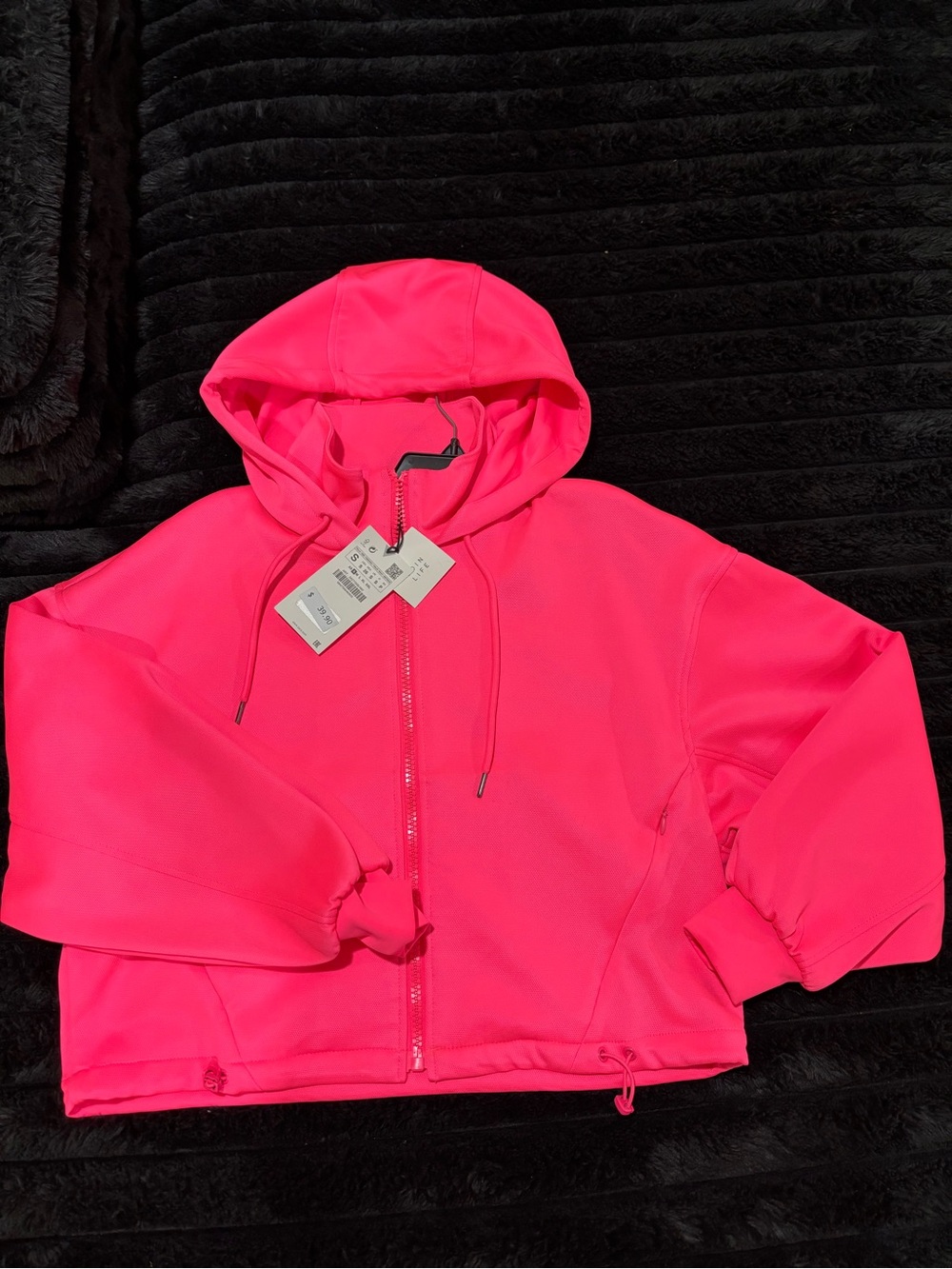 Zara Neon Pink Hooded Zip Jacket